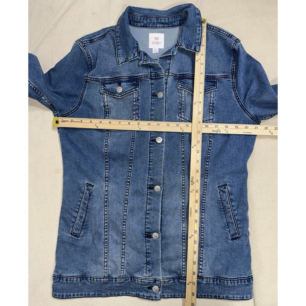 LULAROE Jaxon Jean Jacket Women's XL Embroidered Southwestern Denim Pockets - Picture 8 of 9